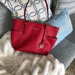 Michael Kors Red leather Jet Set purse